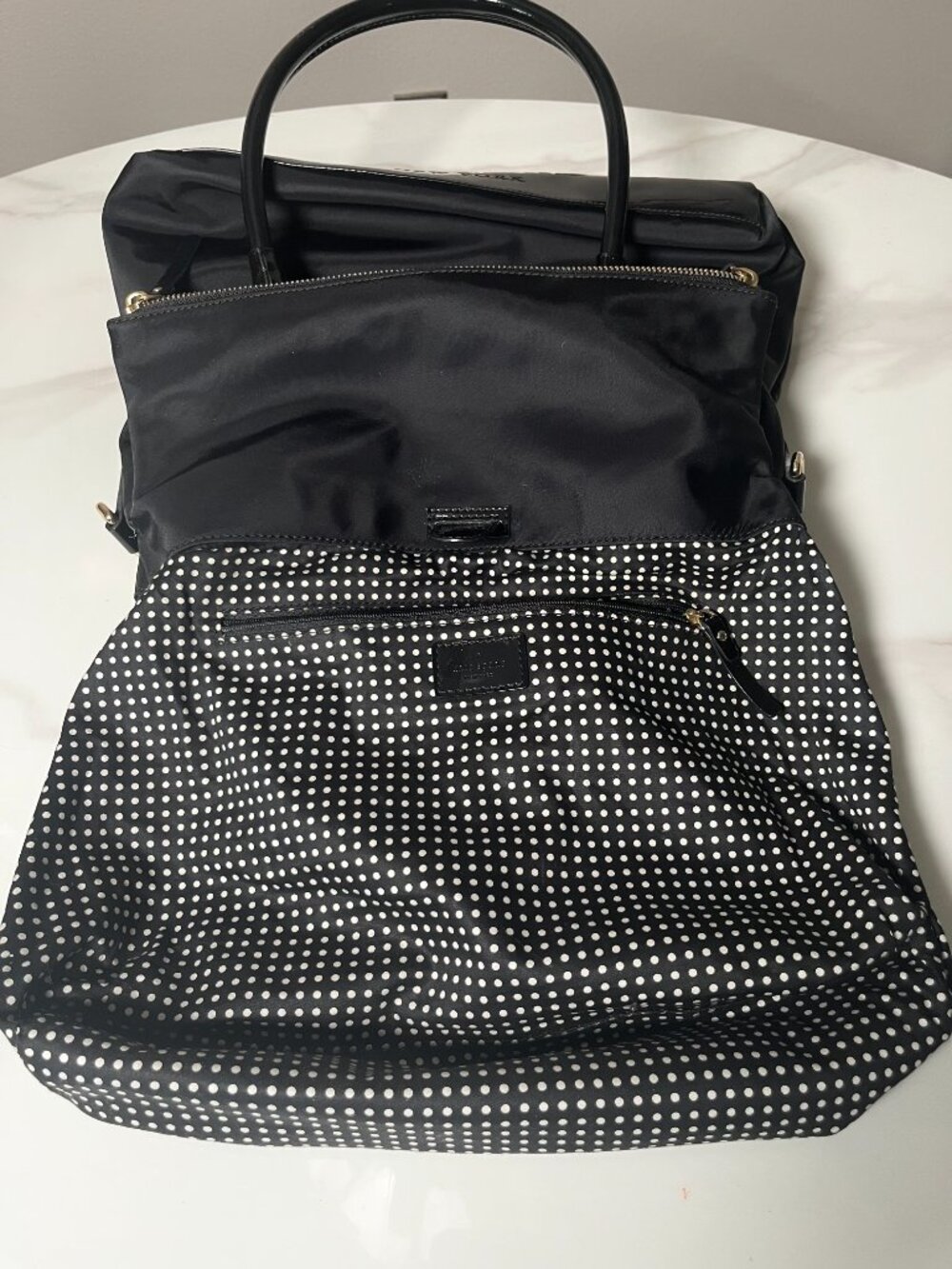 Kate Spade New York Carmen Black Nylon & Patent Leather Satchel - Picture 13 of 14